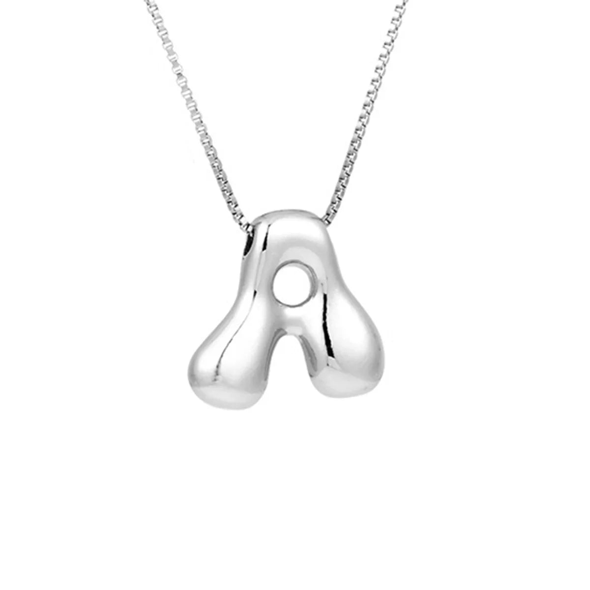 Bold Bubble Initial Pendant Necklace Silver