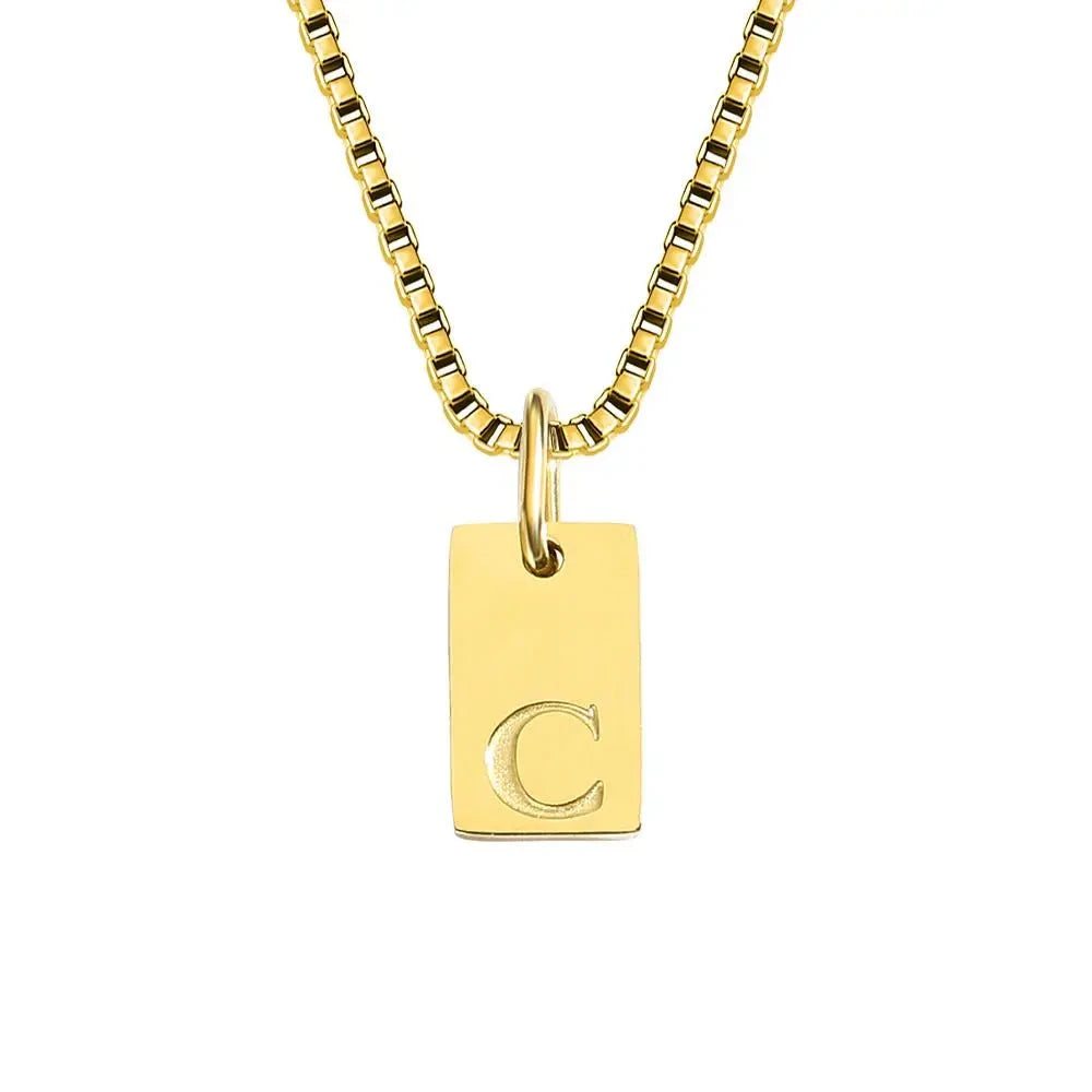 Single Initial Engraved Charm Necklace