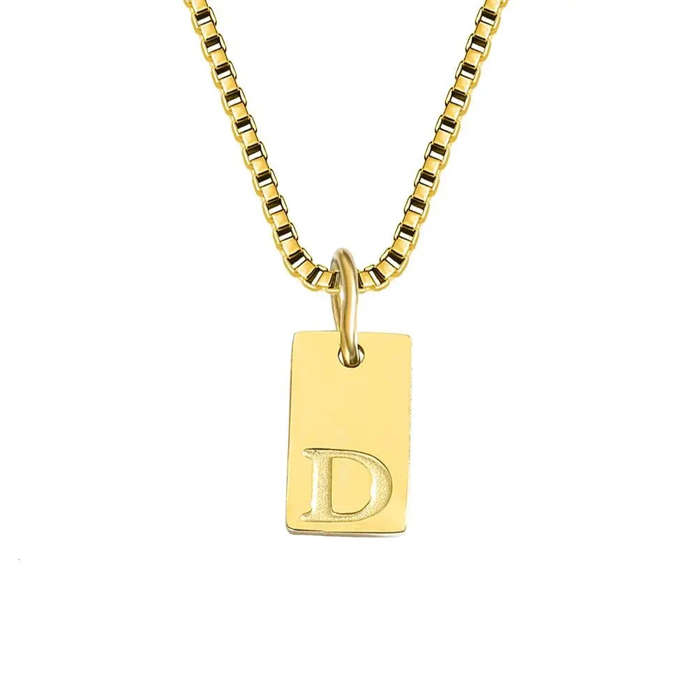 Single Initial Engraved Charm Necklace