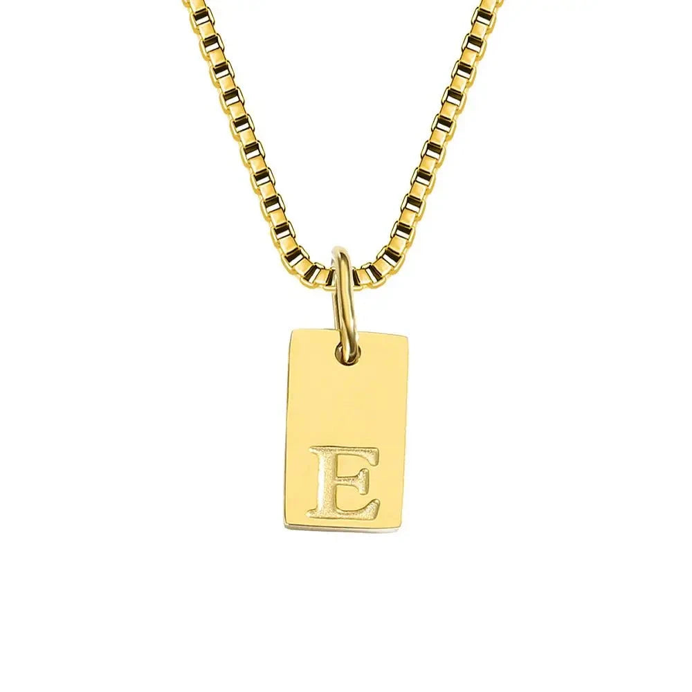 Single Initial Engraved Charm Necklace