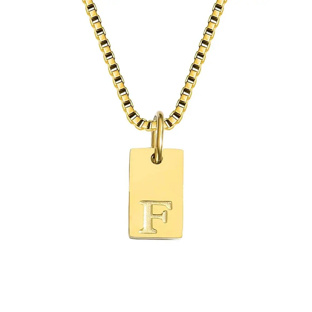 Single Initial Engraved Charm Necklace
