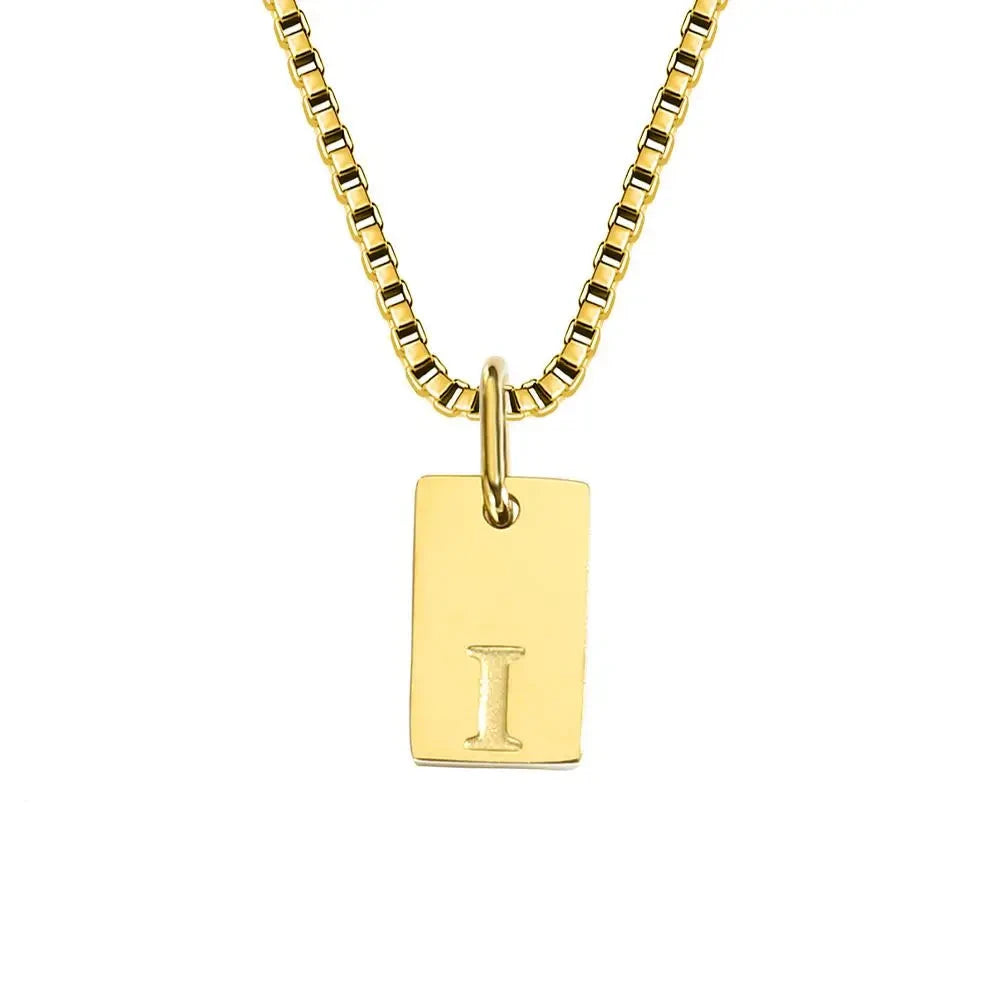 Single Initial Engraved Charm Necklace