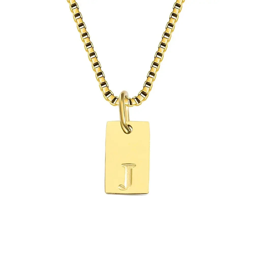 Single Initial Engraved Charm Necklace