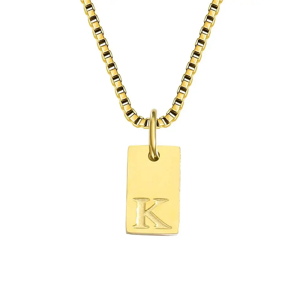 Single Initial Engraved Charm Necklace