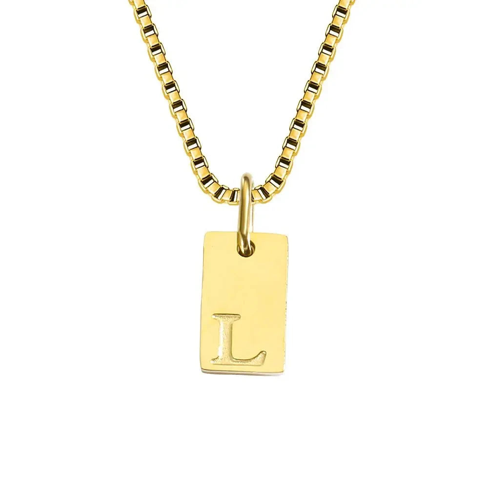 Single Initial Engraved Charm Necklace