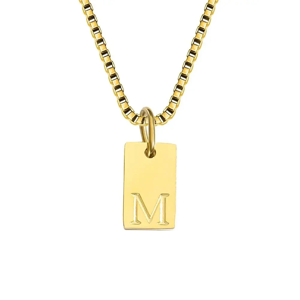 Single Initial Engraved Charm Necklace