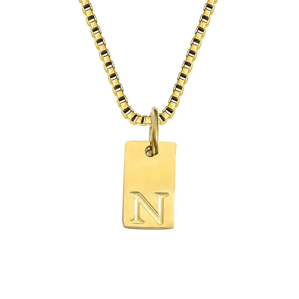 Single Initial Engraved Charm Necklace