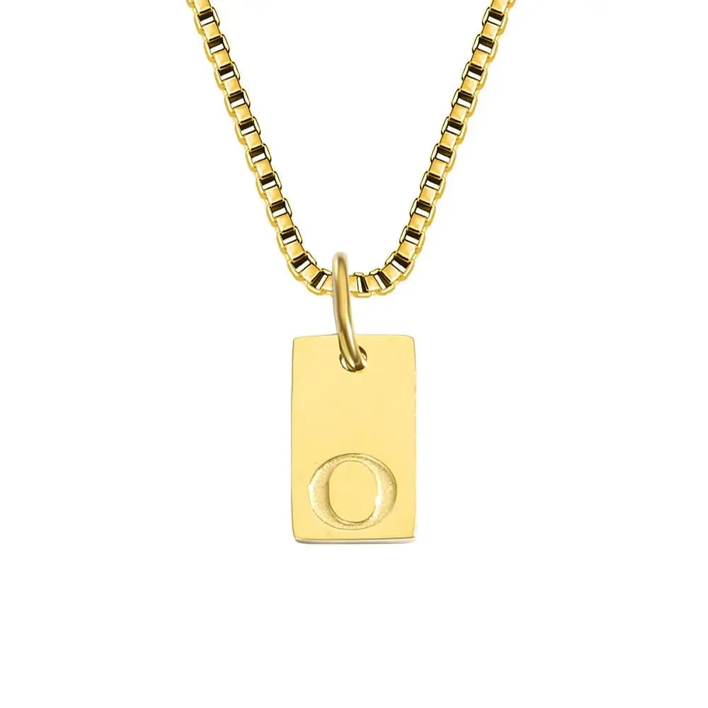 Single Initial Engraved Charm Necklace