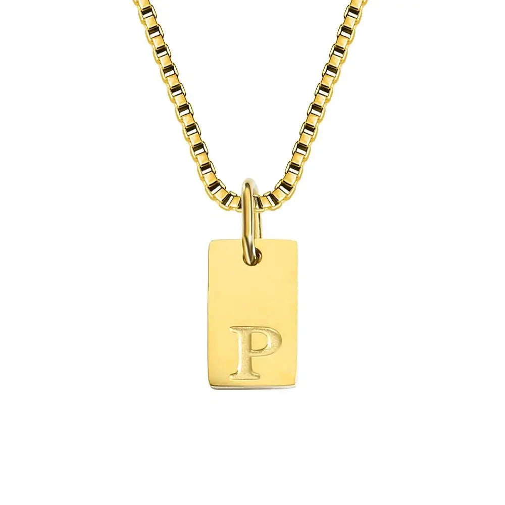 Single Initial Engraved Charm Necklace
