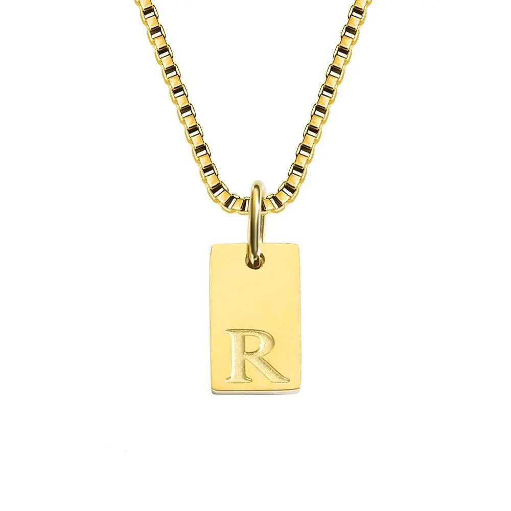 Single Initial Engraved Charm Necklace