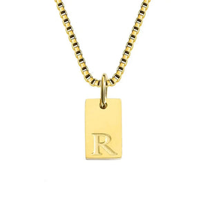 Single Initial Engraved Charm Necklace
