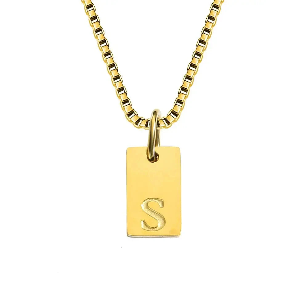 Single Initial Engraved Charm Necklace