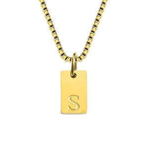 Single Initial Engraved Charm Necklace
