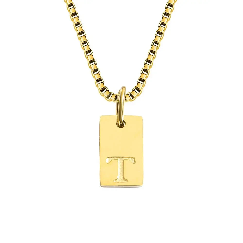 Single Initial Engraved Charm Necklace