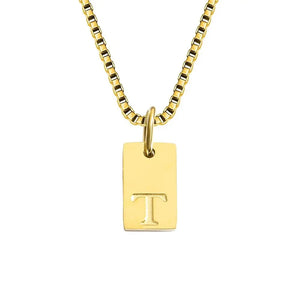 Single Initial Engraved Charm Necklace