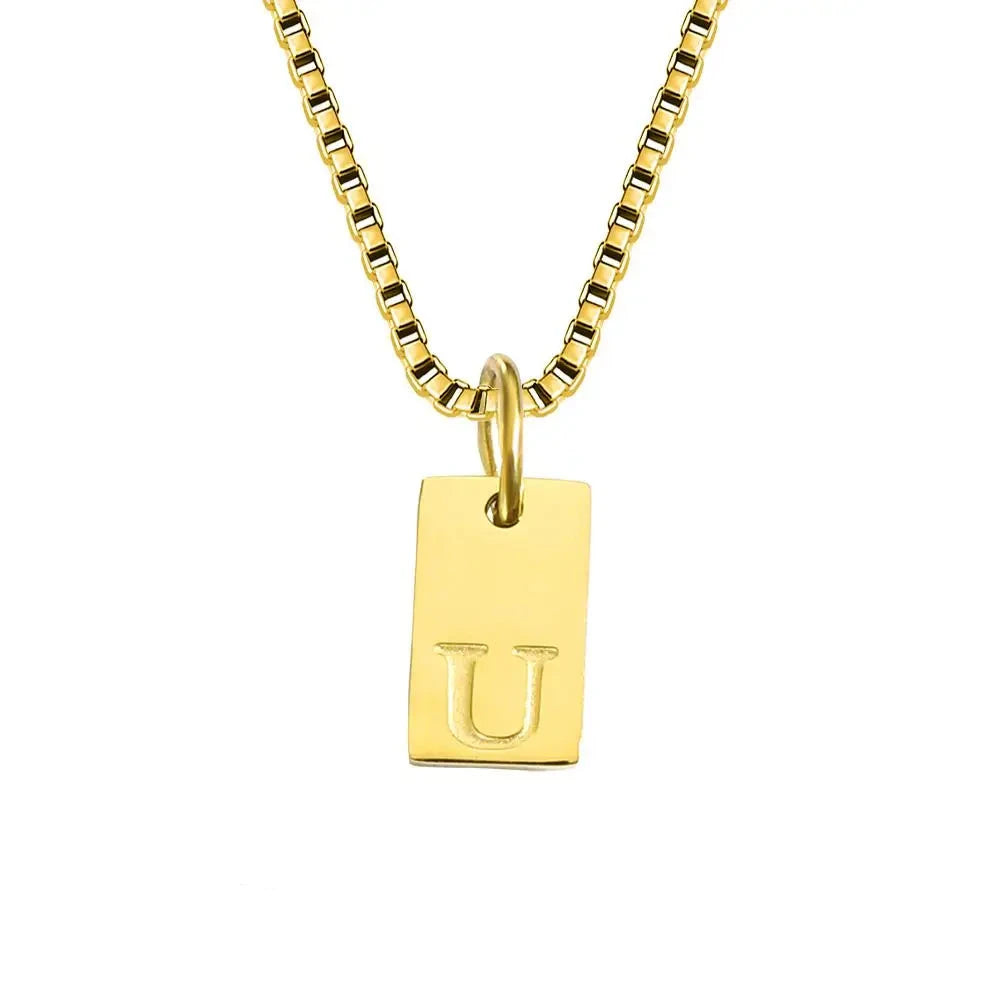 Single Initial Engraved Charm Necklace