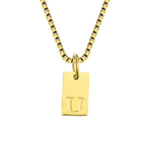 Single Initial Engraved Charm Necklace