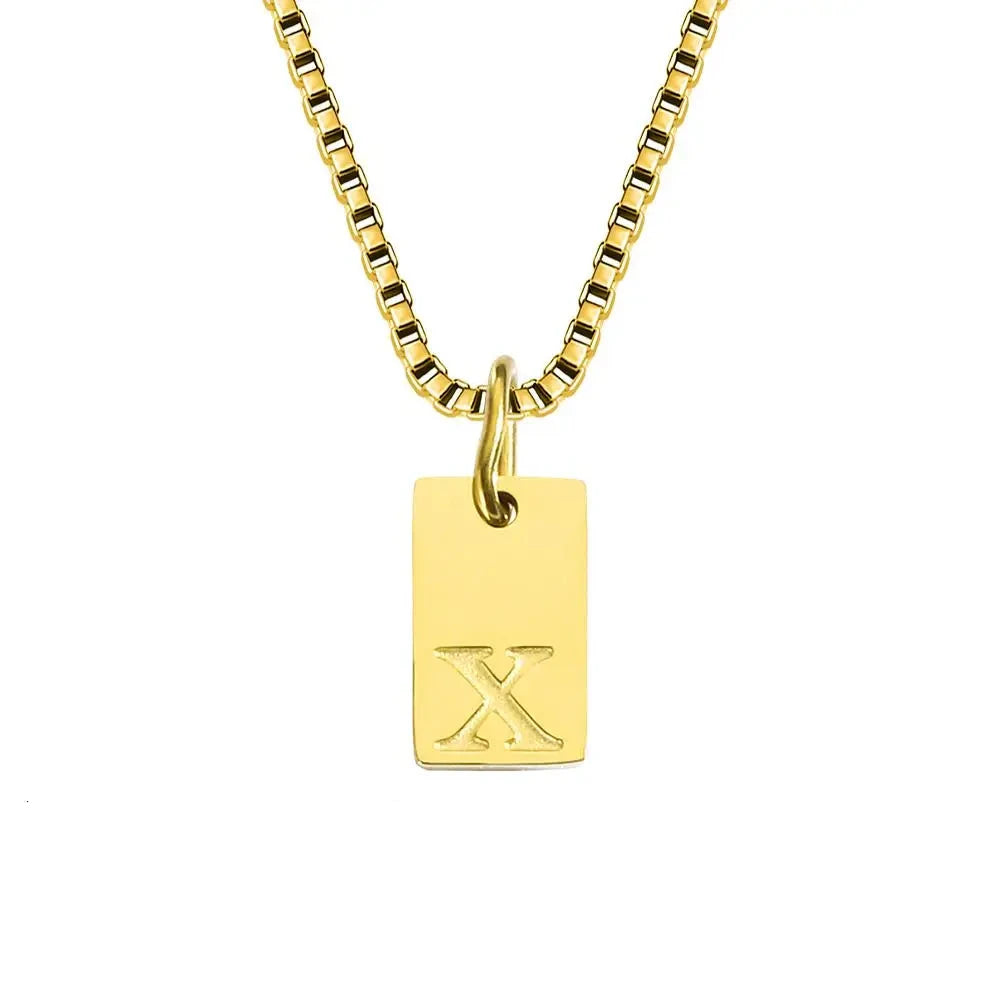 Single Initial Engraved Charm Necklace