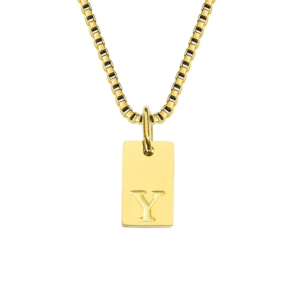 Single Initial Engraved Charm Necklace