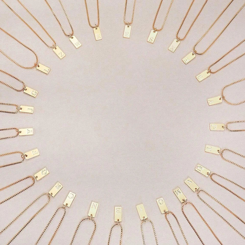 Single Initial Engraved Charm Necklace