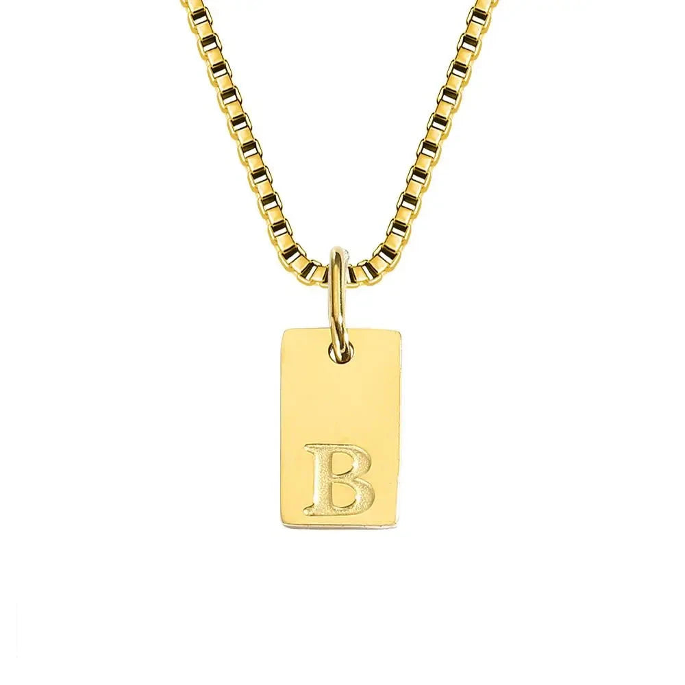 Single Initial Engraved Charm Necklace