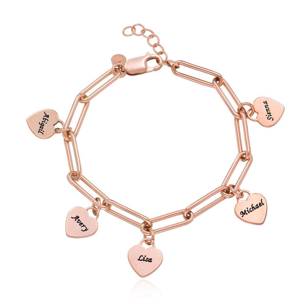 Hearts Charms Paperclip Bracelet Rose Gold